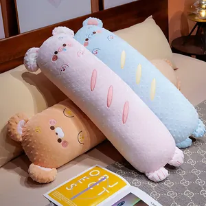 Long Animal Plush Body Pillow Cute Bear Panda Pig Elephant Minky Dot Texture Cooling Ice Silk Hugging Leg Pillow For Bed
