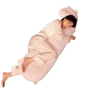 Traversin cochon rose doux en velours pour dormeurs latéraux confort de chambre