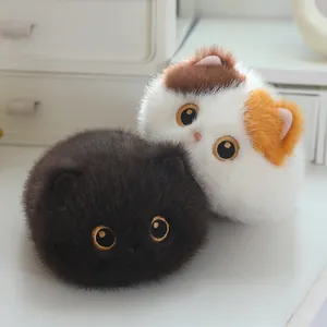Cute calico and black plush cat dumplings stress relief soft desk companion dolls