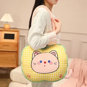 Adorable 2-in-1 cartoon cat plush pillow blanket set for office nap and car travel
