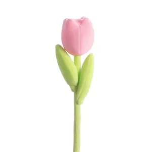 Singolo fiore di tulipano in peluche rosa per decorazione ufficio, casa e regalo