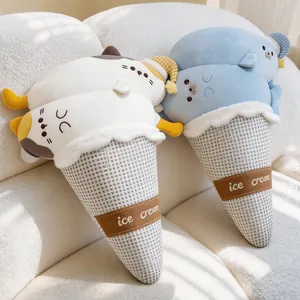 Creative Cute Seal Cat Ice Cream Plush Pillow Soft Spandex Ice Silk Cooling Cushion For Sofa Bed Bedroom Home Decor Gift