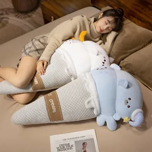 Cute creative seal ice cream plush pillow for sofa and bed, soft decorative animal cushion
