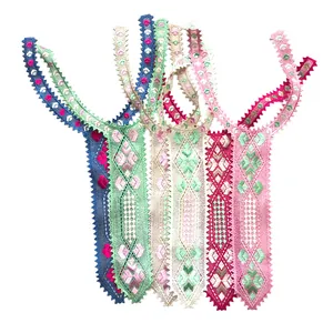 Embroidered Lace False Collar Tie Shape Floral Applique For Women Clothing Accessories DIY Sewing Patch Polyester Neckline