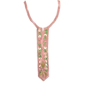Elegant pink embroidered lace collar accessory with intricate floral patterns for clothes