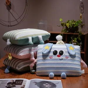 Cómoda almohada de siesta de espuma viscoelástica a rayas con diseño de ojo de dopamina