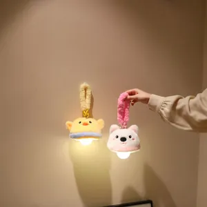 Warm glowing cute plush night light pendants in animal shapes for cozy bedroom decor