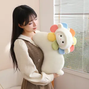 Simpatico cuscino di peluche a forma di pecora girasole bianca regalo per ragazze