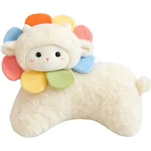 Morbido cuscino in peluche agnello girasole colorato, carino cuscino pecora per bambini