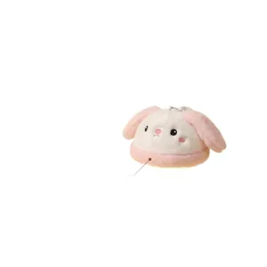 Cute pink and white bunny plush night light with rechargeable hanging lamp design
