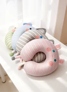 Colección de almohadas de cuello en U de seda de hielo con diseño de cerdito de dibujos