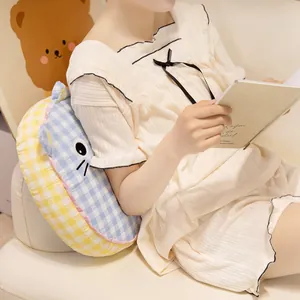 Ergonomic cartoon cat memory foam back cushion pillow for student dormitory beds