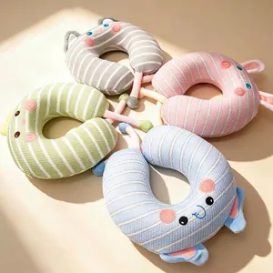 Almohada de cuello en forma de U de seda de hielo de verano con diseños de animales rayados