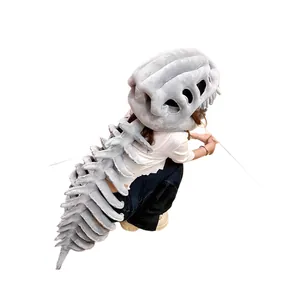 Divertido gorro de peluche de esqueleto de dinosaurio y traje de columna vertebral cosplay