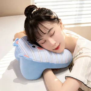 Almohada cervical en forma de U de seda de hielo y espuma viscoelástica para oficina y viajes