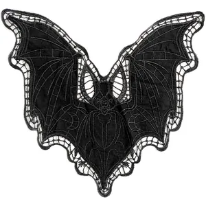 Black Bat Embroidery Lace Patch Gothic Hollow Out Polyester Garment Trim For Halloween DIY Sewing Apparel Accessories