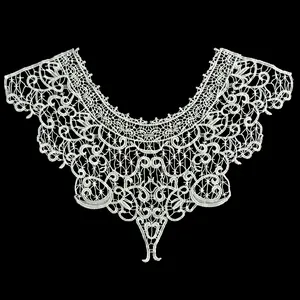 Women Milk Silk Embroidered Lace Fake Collar Hollow Out Floral Applique DIY Sewing Garment Trim Accessory Neck Decoration