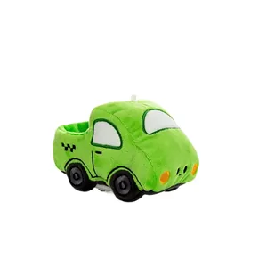 Soft green plush toy car cute cartoon stuffed vehicle for toddlers and infants gift