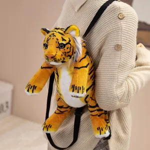 Mochila de tigre de peluche realista para niñas, linda bolsa de viaje para niños