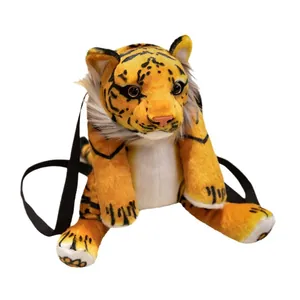 Mochila de peluche de tigre realista con correas ajustables para niños