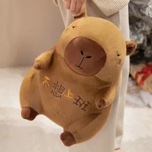 Schattige capibara knuffel met grappig borduursel, zacht slaapkussen creatief cadeau