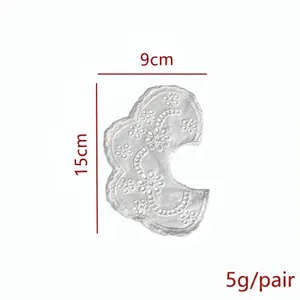 Detailed view of white cotton eyelet embroidered lace collar with 15x9cm dimensions