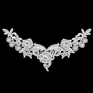 Intricate white milk silk embroidered floral lace faux collar for children's apparel
