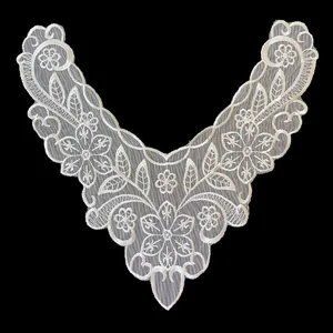 White Embroidery Lace Fake Collar Water Soluble Floral V-Neck Polyester Embroidery Lace For Women DIY Clothing Accessory