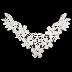 Elegant white milk silk embroidered lace floral collar for DIY clothing accessories