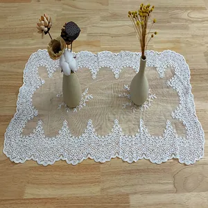 Cotton Lace Embroidered Tablecloth Rectangular White Floral Lace Table Cover Simple Pastoral Style Placemat For Dining Table Decor