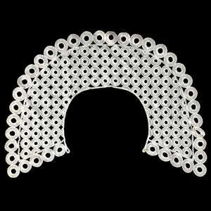 Col amovible en dentelle de soie de lait blanche avec broderie circulaire pour couture DIY