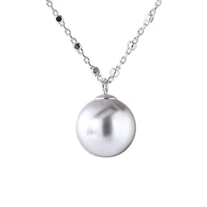 925 sterling silver necklace featuring a large round pearl pendant for a minimalist look