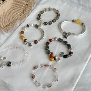 Colección de pulseras de cuentas de plata S925 y cristal natural hechas a mano