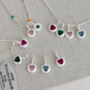 S925 Sterling Silver Heart Pendant Necklace For Women Dopamine Colorful Zirconia Inlaid DIY Simple Sweet Jewelry Gift