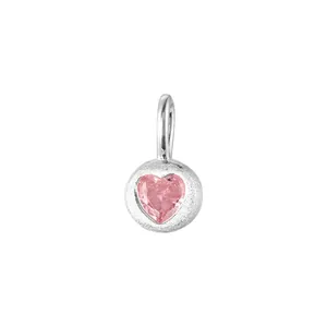 Elegant S925 sterling silver heart pendant necklace featuring a pink sparkling gemstone