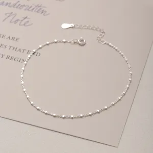 Minimalistisches 925 Sterling Silber Fußkettchen mit einer filigranen Würfelkette