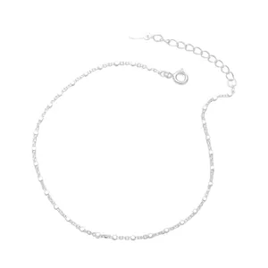 Elegantes 925 Sterling Silber Fußkettchen mit minimalistischer quadratischer Perlenkette