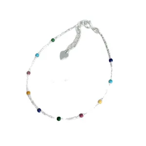 Elegant S925 sterling silver bracelet featuring colorful enamel beads and heart charm