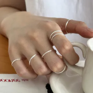 999 Sterling Silver Plain Band Ring Minimalist Sleek Finish Versatile Stackable Finger Ring For Women Daily Jewelry Gift