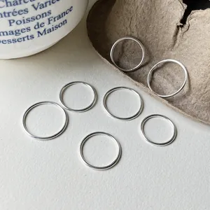 Set of 999 fine silver minimalist plain stackable knuckle rings for women jewelry