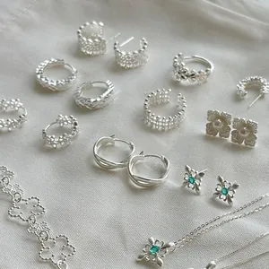 925 Plata de Ley Diamante de Imitación Perla Artificial Encaje Geométrico Pulsera Pendientes Anillo Collar Joyería Regalo