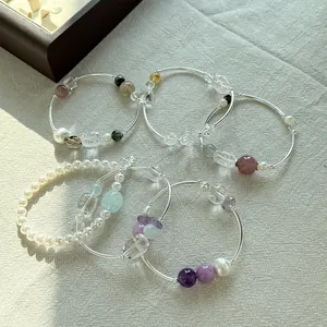 Selección de pulseras de plata 925 cristal perlas con diseño chino minimalista moderno