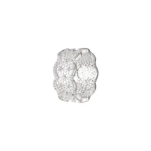 Exquisite 925 sterling silver openwork lace ring featuring intricate hollow floral designs