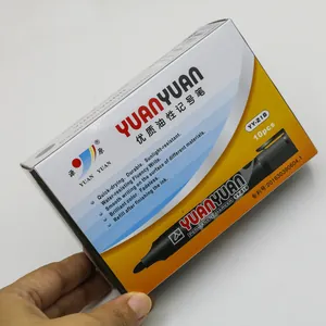 Box of 10 YUANYUAN YY-218 permanent markers with quick-drying ink for multi-surfaces