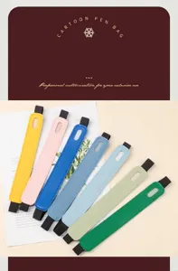 Porte-stylo fin en cuir PU avec bande élastique pour cahiers, en plusieurs couleurs.