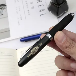 Professional black matte metal mini fountain pen held for business writing and calligraphy