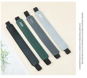 PU leather elastic pen holder strap for notebooks in black green grey and blue colors