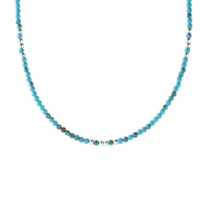 Collana girocollo fatta a mano in argento sterling S925 e perline turchesi per un look elegante