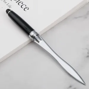 Tagliacarte in Metallo Vintage Professionale Lucidato a Specchio Tagliacarte per Buste Con Impugnatura Nera per Regalo Aziendale Ufficio Scuola