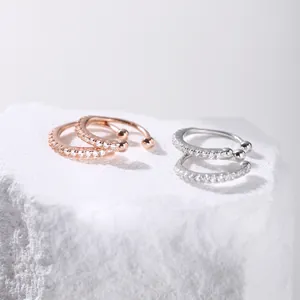 925 sterling silver pave cz ear cuffs for non-pierced ears in rose gold and silver